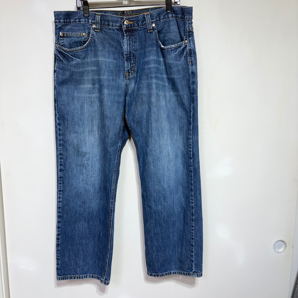 Axist Mens Straight Leg Jeans 38x29 Medium Wash Blue 100% Cotton Denim 39SB0100